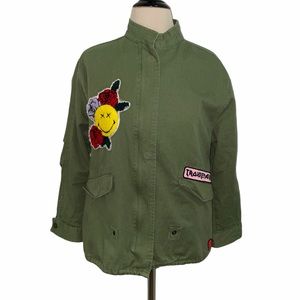 Zara Army Green Smiley World Jacket